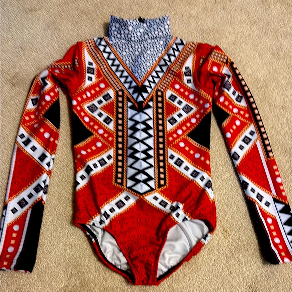 Geometric Red and Black Kids One Piece